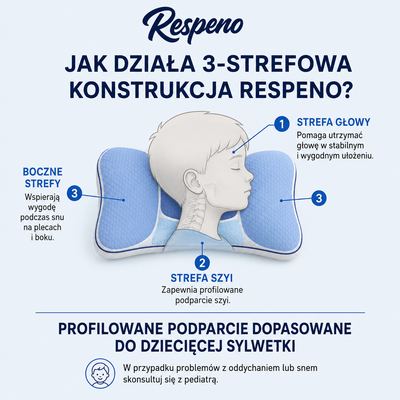Respeno Spokojny Sen™ – profilowana poduszka dla dzieci