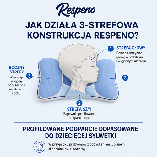 Respeno Spokojny Sen™ – profilowana poduszka dla dzieci