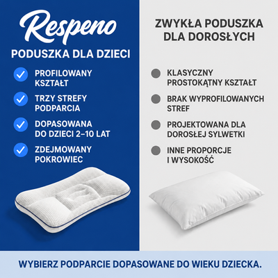 Respeno Spokojny Sen™ - profilowana poduszka dla dzieci 2-10 lat