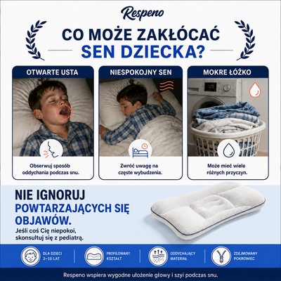 Respeno Spokojny Sen™ - profilowana poduszka dla dzieci 2-10 lat